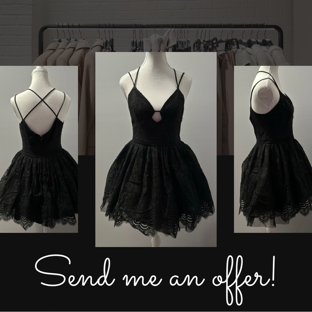 Woman’s Bebe Brand Black Lace and Tulle Mini Dress